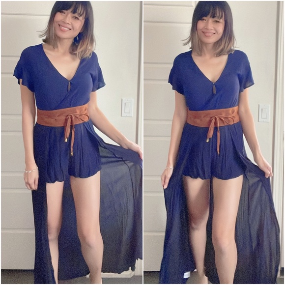 Boho Solid Maxi Romper - Picture 4 of 5